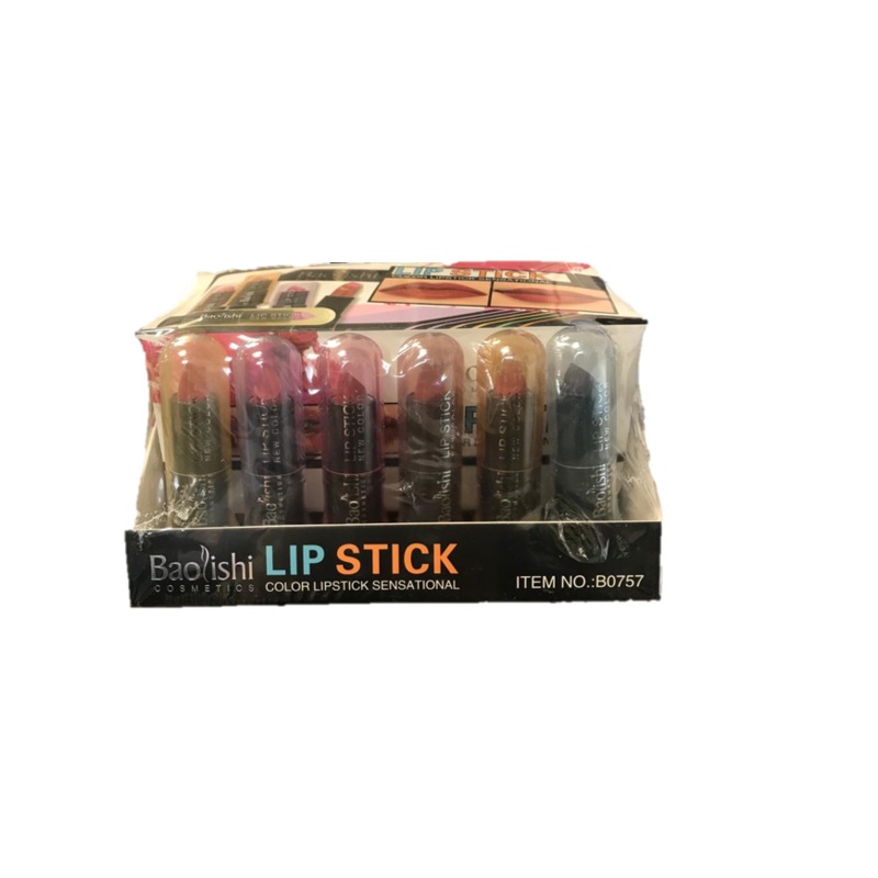 Baolishi Lipstick Assorted Colours Box of 24 B0757 (Parcel Rate)