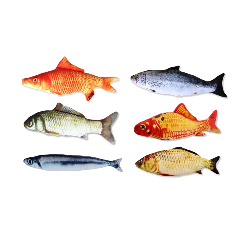 Pet Cat Soft Toy Stuffed Fish 18 cm Assorted Fish Designs 6931 (Parcel Rate)