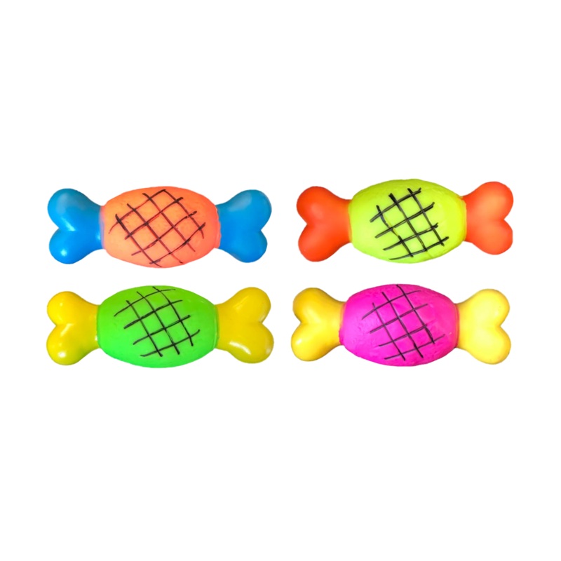 Pet Dog Toy Squeaky Cartoon Meat Bone 14 x 5.5 cm Assorted Colours 7088 (Parcel Rate)