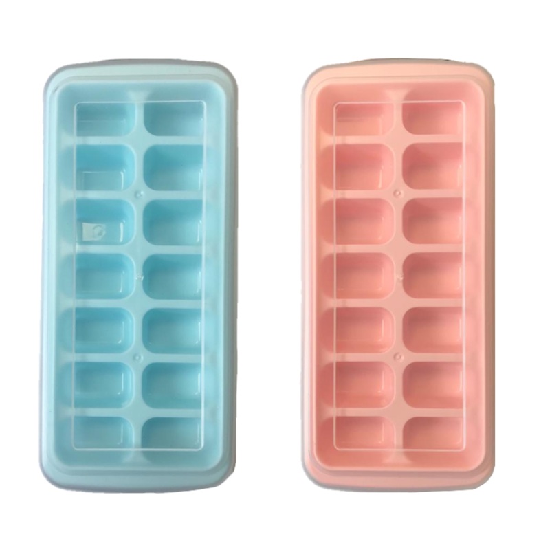 Plastic Freezer Ice Cube Tray Mould with Lid 16 x 11 cm Assorted Colours 7224 (Parcel Rate)