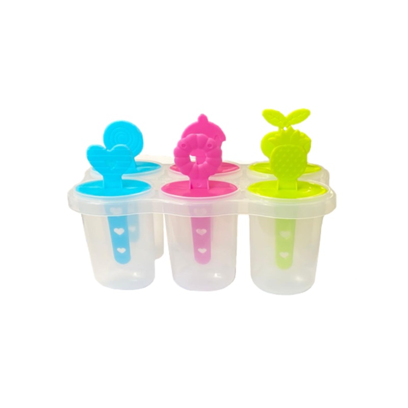 Plastic Ice Popsicle Maker Box 6 Popsicles 8 cm Assorted Colours 6835 (Parcel Rate)