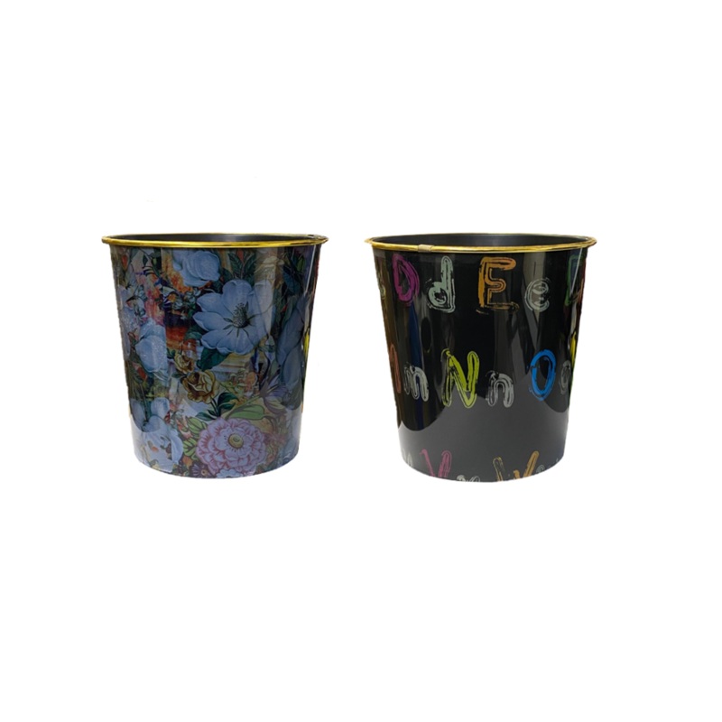 Plastic Printed Floral Design Paper Office Bin 22 x 21 cm Assorted Designs 6839 (Parcel Rate)