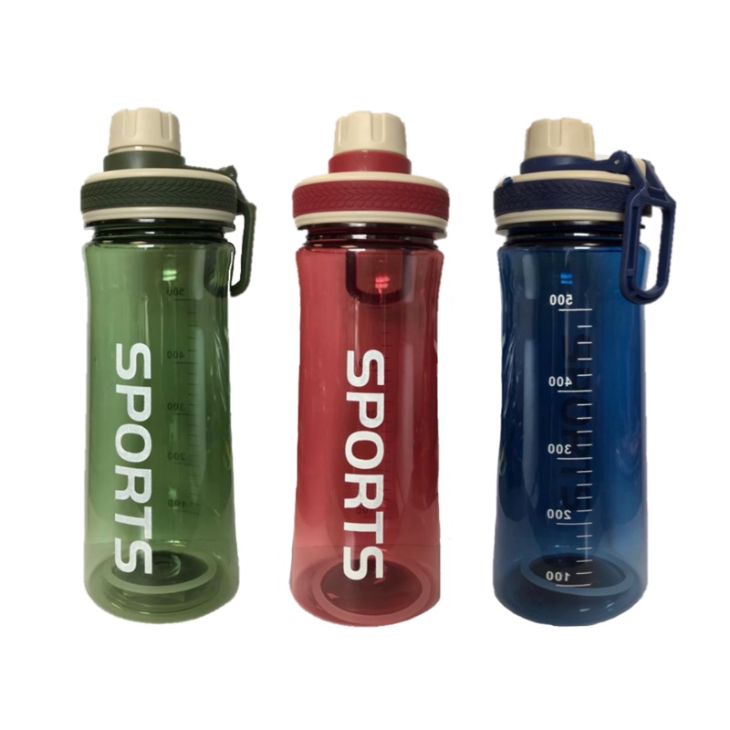 Plastic Sports Gym Drinking Bottle 600ml 22 x 8cm Assorted Colours 7216 A (Parcel Rate)