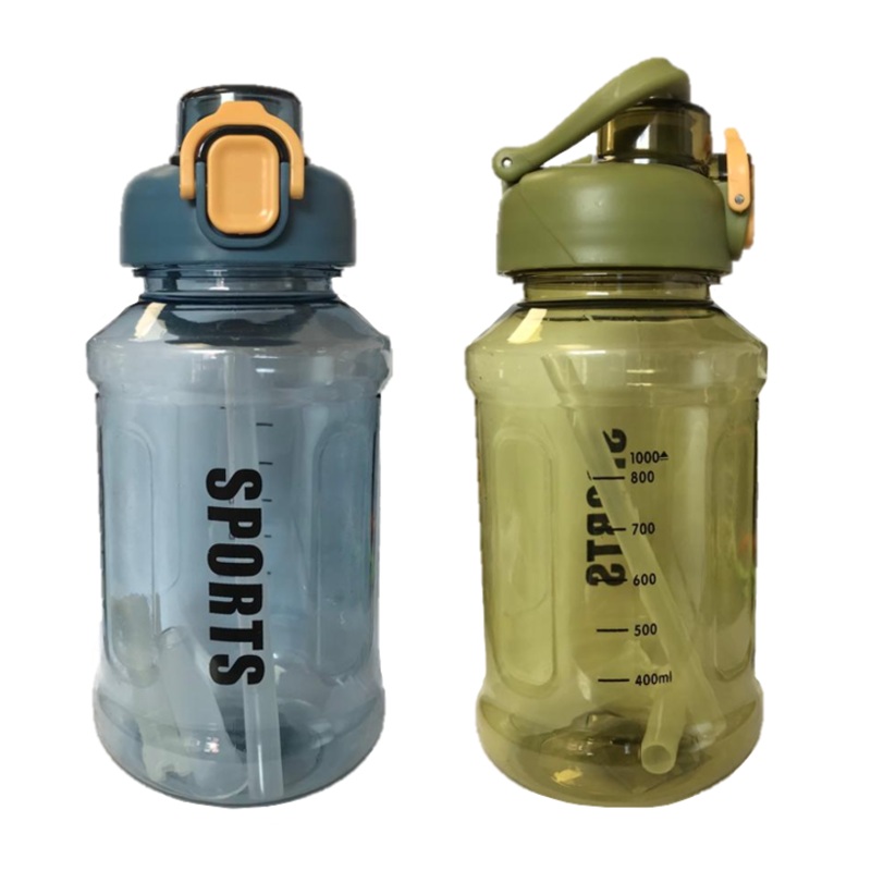 Plastic Sports Gym Drinking Bottle with Straw 1000 ml 20 x 9 cm Assorted Colours 7177 (Parcel Rate)