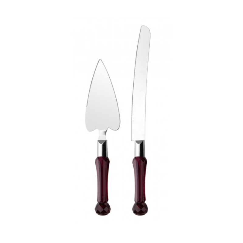 ROOC Cake Cutting Server Set of 2 Plastic Crystal Shaped Handle GPASTA (Parcel Rate)