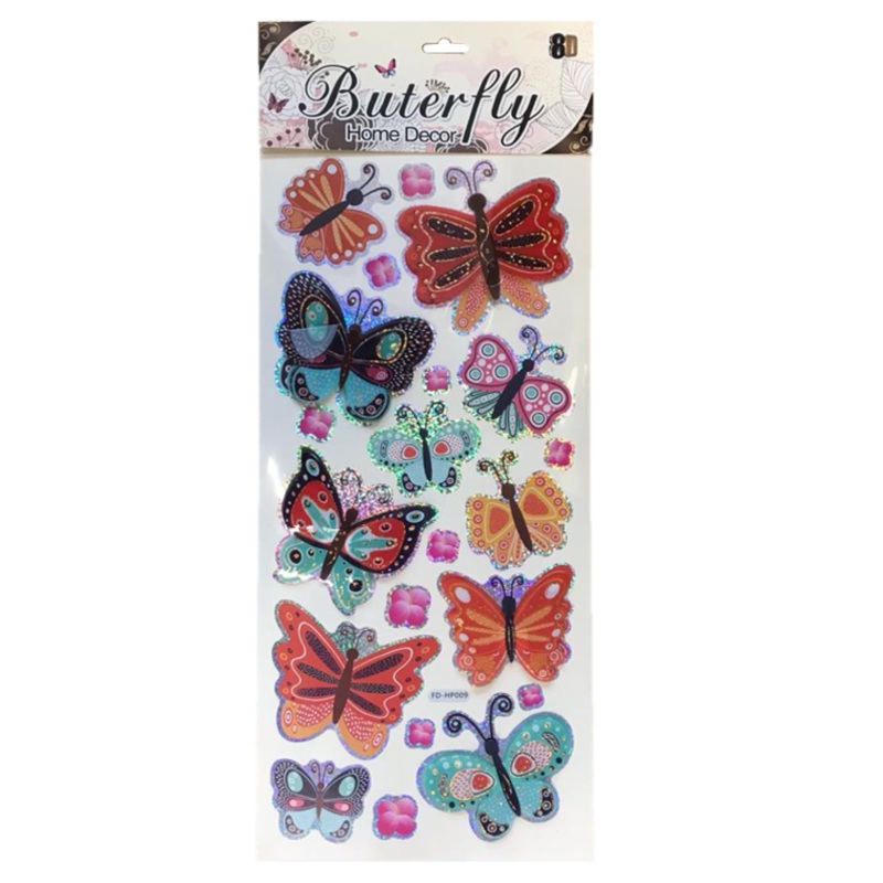 Room Decor 3D Effect Wall Stickers 50 x 24 cm Butterfly Designs Assorted Designs 7128 (Parcel Rate)