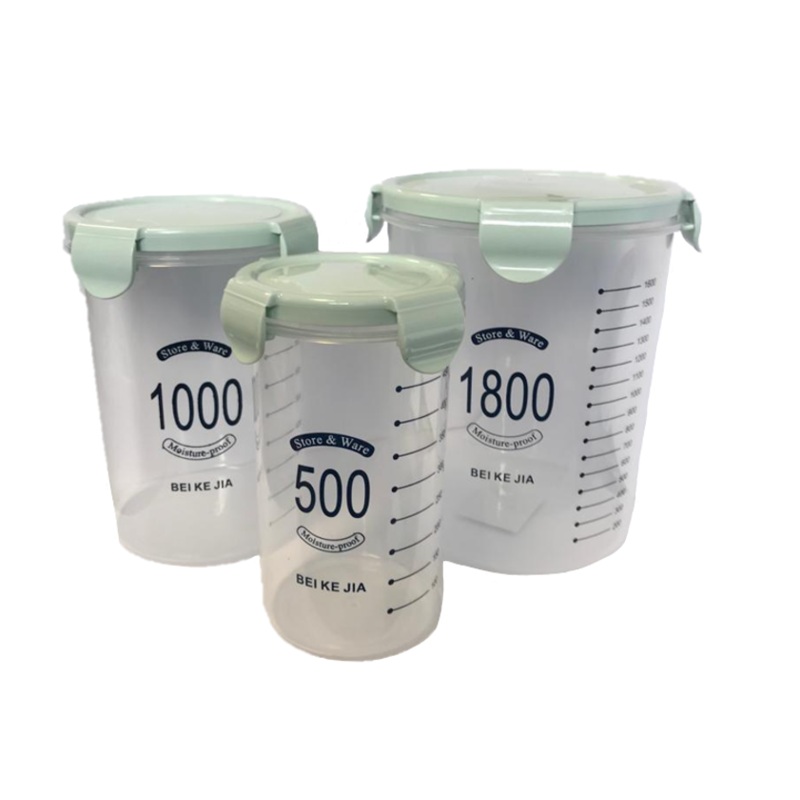 Round Plastic Food Storage Container Set of 3 Assorted Colours 7221 (Parcel Rate)