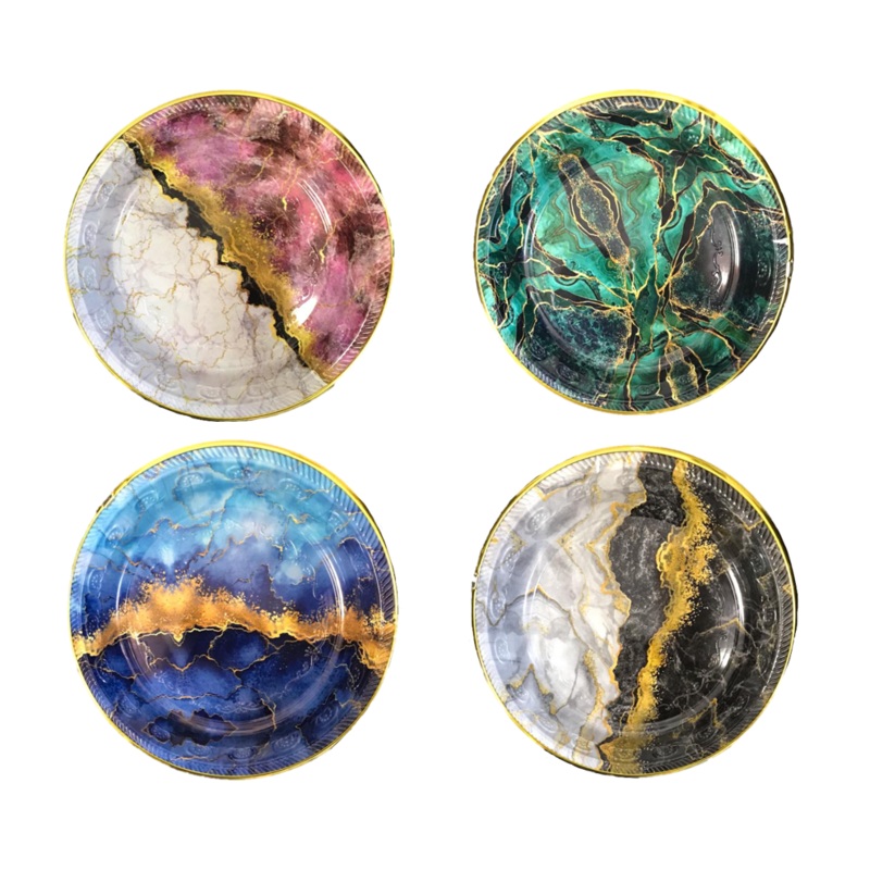 Round Plastic Tray Printed Geode Pattern Design 29 x 3.5 cm Assorted Designs 6830 (Parcel Rate)
