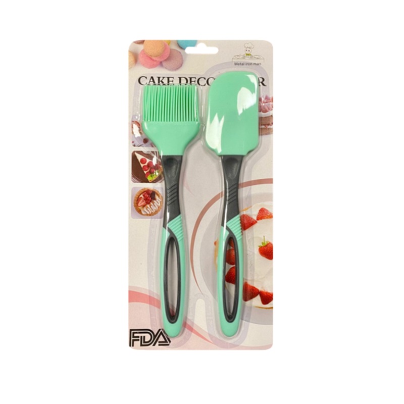 Silicone Spatula and Pastry Brush Set 24 cm Assorted Colours 6865 (Parcel Rate)