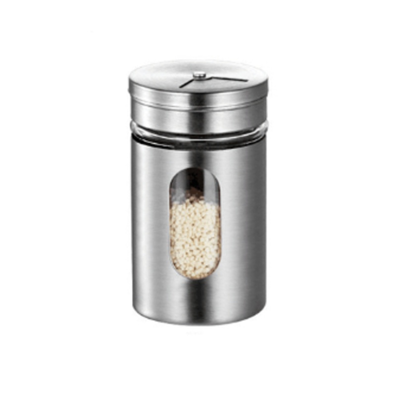 Stainless Steel Glass Salt Pepper Spice Jar 8 x 5cm 7019 A (Parcel Rate)