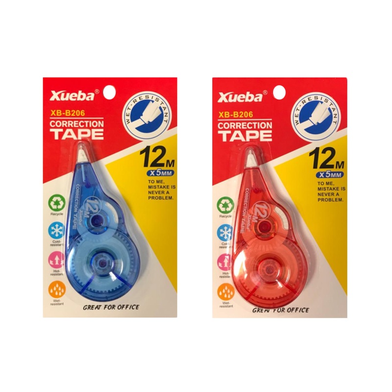 White Dry Correction Tape Dispenser Roller 12 m x 5 mm Assorted Colours 7132 (Parcel Rate)
