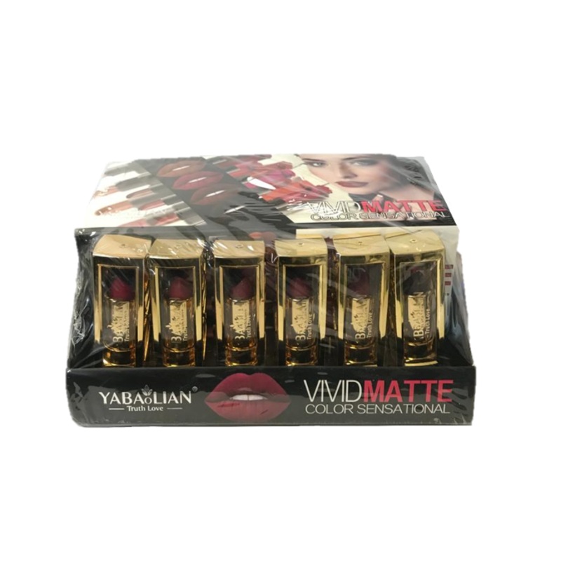 Yabaolian Vivid Matte Lipstick Assorted Colours Box of 24 Y0095 (Parcel Rate)