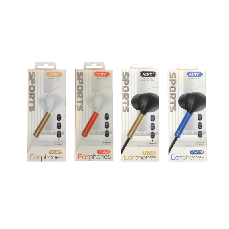 AINY Wired Earphones AN-2028 Assorted Colours 7104 (Parcel Rate)