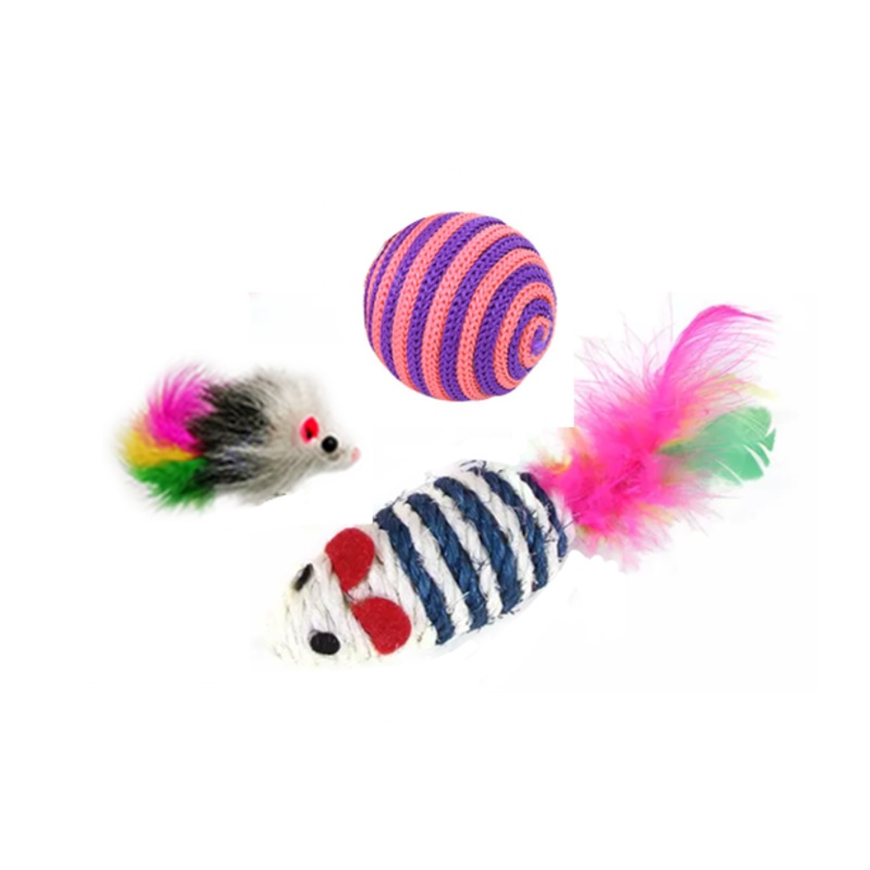 Assorted Pet Cat Toys 5 – 8 cm Pack of 3 Assorted Colours 7377 (Parcel Rate)