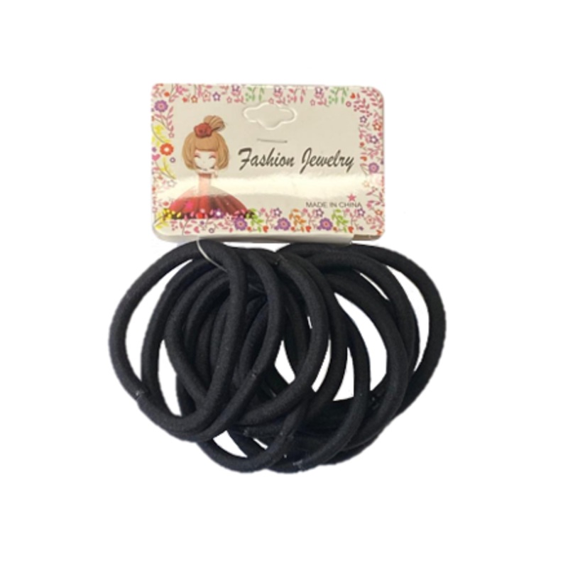 Black Hair Bobble Elastic Tie Pack of 12 7332 (Parcel Rate)