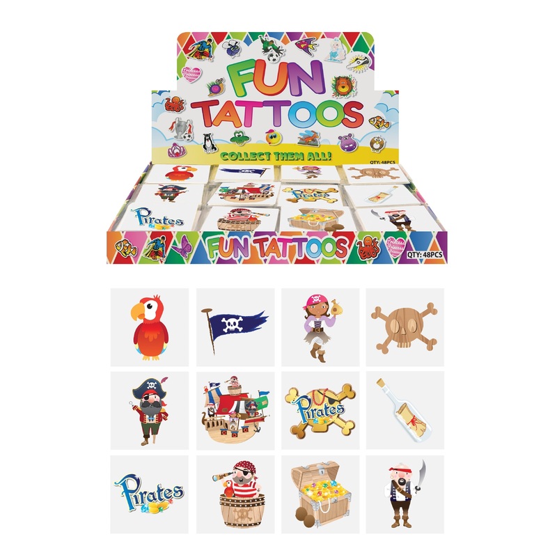 Children’s Pirate Style Assorted Faces Mini Tattoos 12 Assorted Designs N51040 (Parcel Rate)