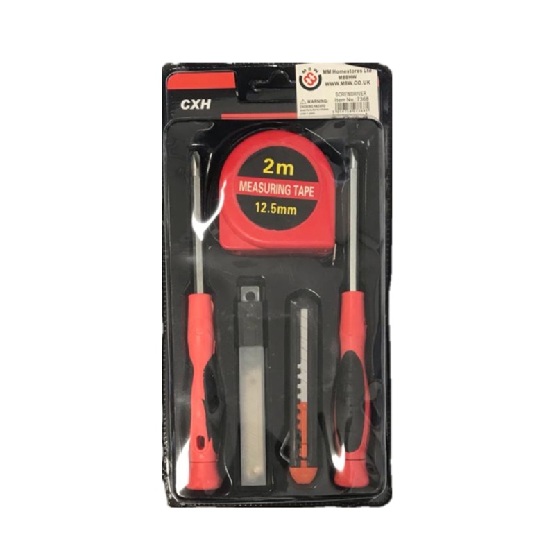DIY Tools Screwdriver Measuring Tape Stanley Knife Set 7368 (Parcel Rate)