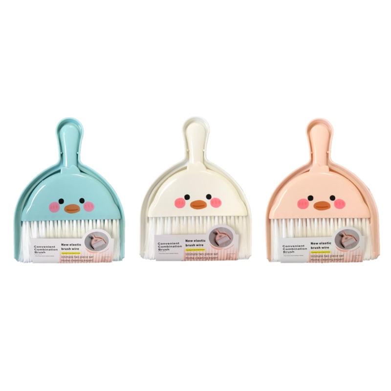 Plastic Mini Dustpan and Brush Set Cartoon Duck Face Design 19.5 x 15 cm Assorted Colours 7271 (Parcel Rate)