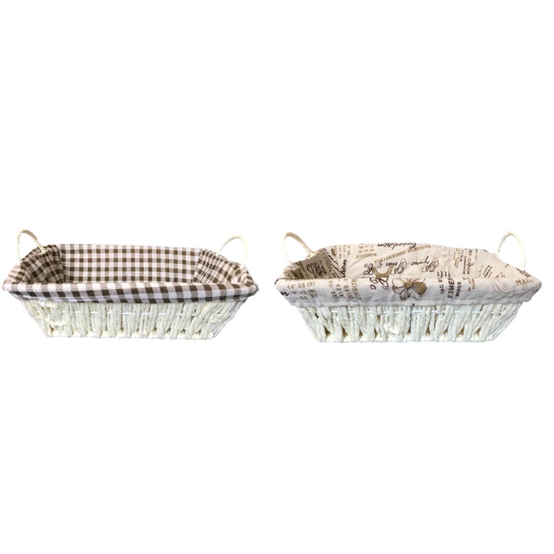 Rectangular Bread Gift Basket with Handles and Cloth 20 x 26 cm Assorted Designs 7363 (Parcel Rate)