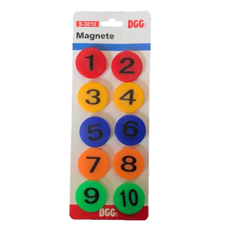 Round Fridge Freezer Magnet Numbers 1 – 10 2.7 cm Pack of 10 Assorted Colours 7276 (Parcel Rate)