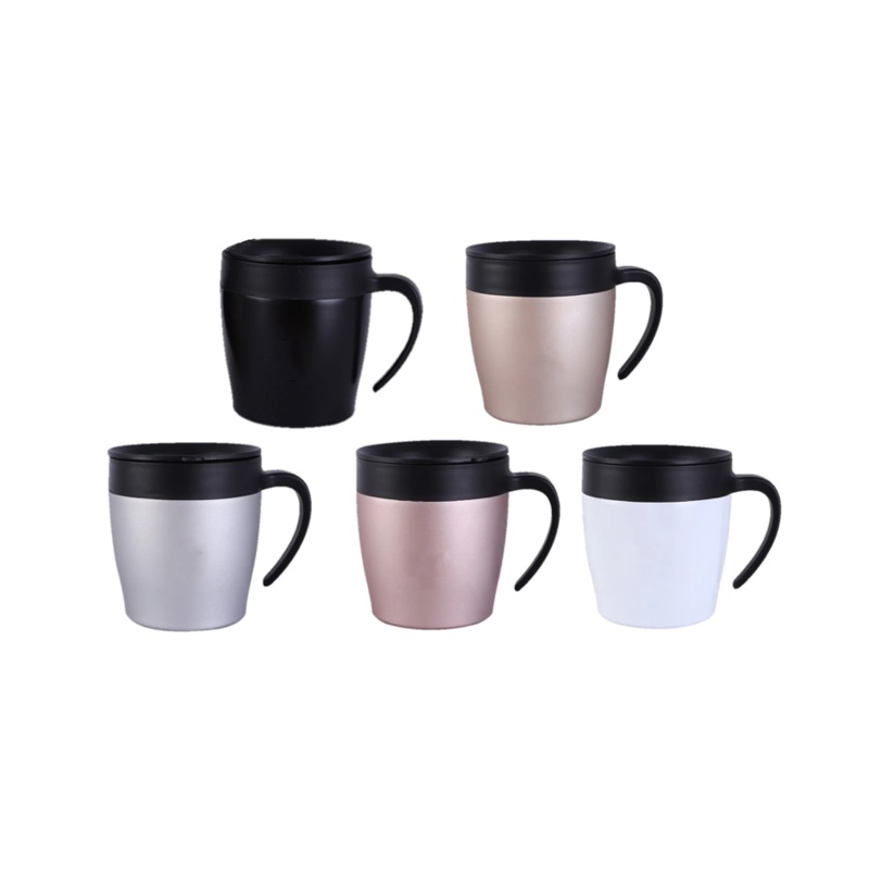 Stainless Steel Sipper Coffee Mug with Handle and Rubber Grip 10 x 10.5 cm Assorted Colours 7396 (Parcel Rate)