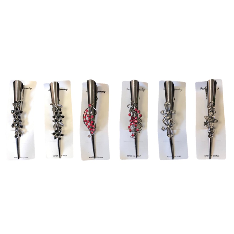 Women’s Metal Alligator Hair Clip with Floral Decorations 13 cm Assorted Designs 7328 (Parcel Rate)