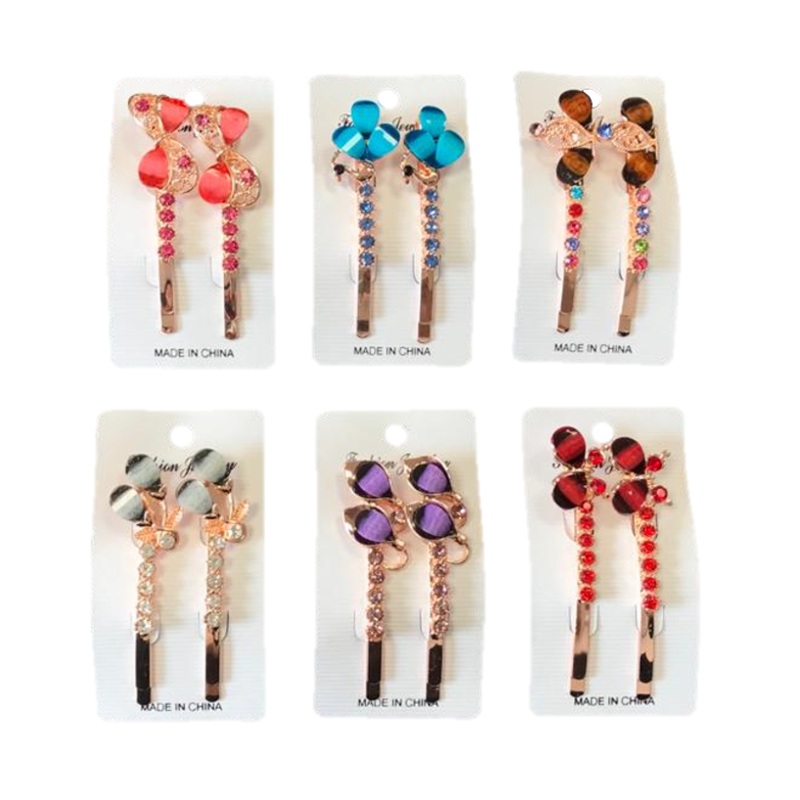 Women’s Metal Hair Pin Clip with Floral Decorations 6.5 cm Assorted Designs 7329 (Parcel Rate)