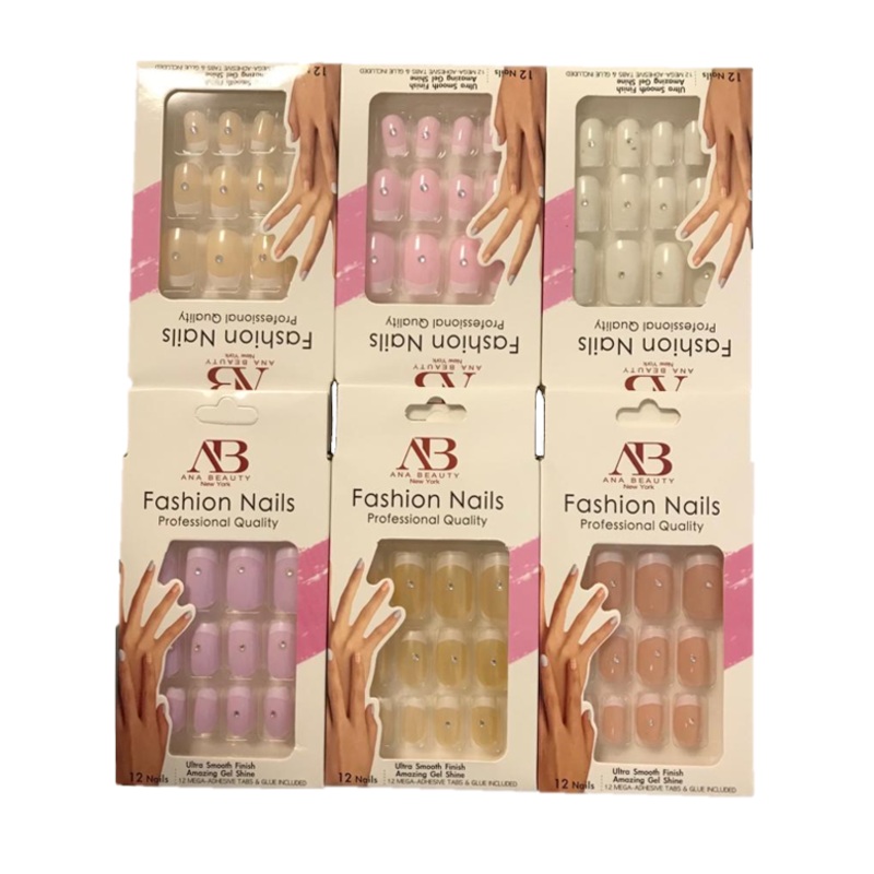 Artificial Fake Nail Extensions with Nail Glue Adhesive Sticker Tabs Assorted Colours 7306 (Parcel Rate)