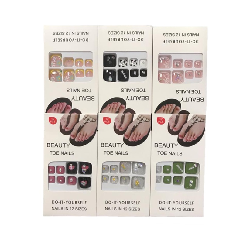 Artificial Fake Toe Nail Extensions with Gems Assorted Designs 7305 (Parcel Rate)
