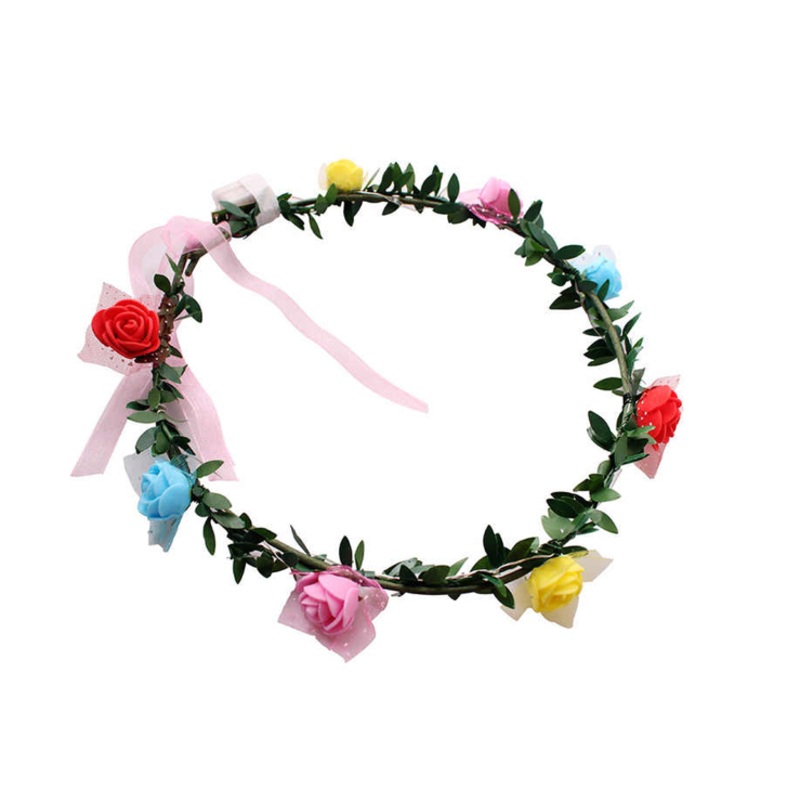 Multicoloured Light Up Plastic Flower Crown Wreath with Foam Flowers 17 cm 7326 (Parcel Rate)