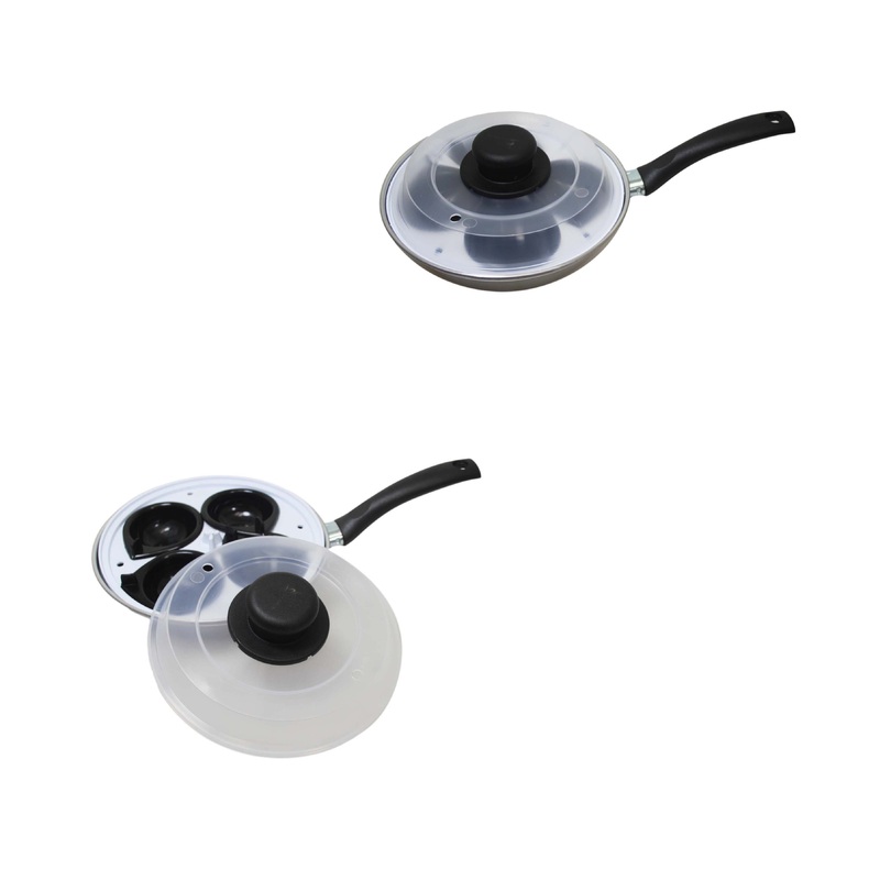 Non Stick Home Kitchen 4 Egg Poacher Pan 20cm With Long Safety Handle Egg Poacher 5.5cm 9101 (Parcel Rate)