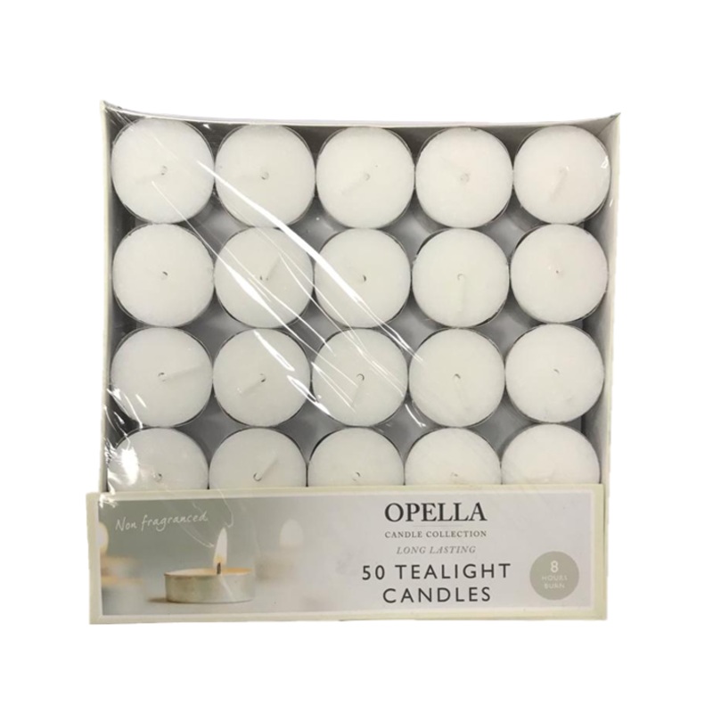 Opella Tealight Candles Non Fragranced Pack of 50 CD009 / OW4 (Parcel Rate)