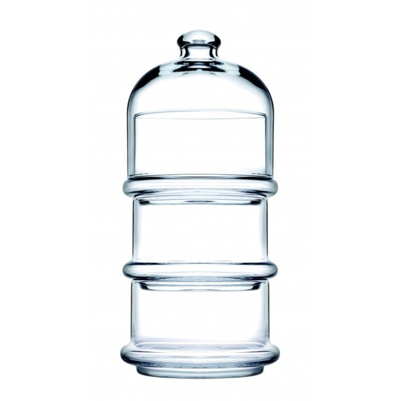PB Glass Villa Patisserie Serving Bowl with Dome 3 Tier 22 x 8 cm 96986 (Parcel Rate)