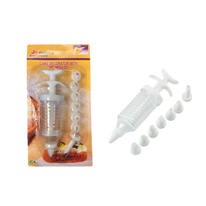 Plastic Baking Cake Decorator Piping Tool 17 cm Set of 8 Assorted Piping Tips 7369 (Parcel Rate)