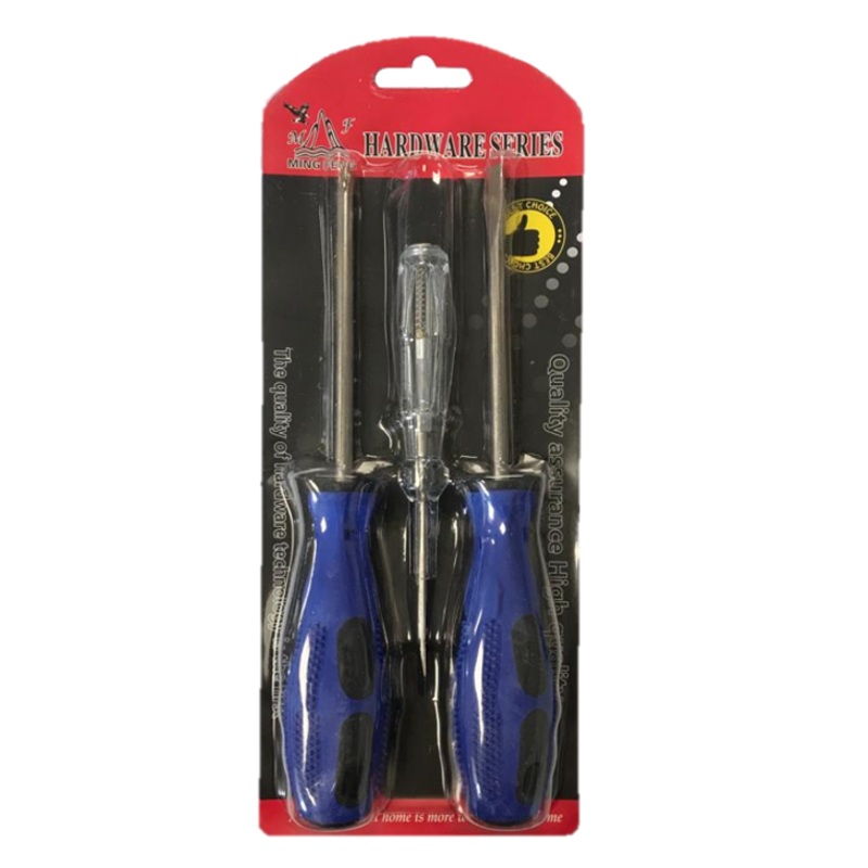 Slotted / Cross Slotted Screwdriver Set 19.5 / 14 cm Set of 3 7367 (Parcel Rate)