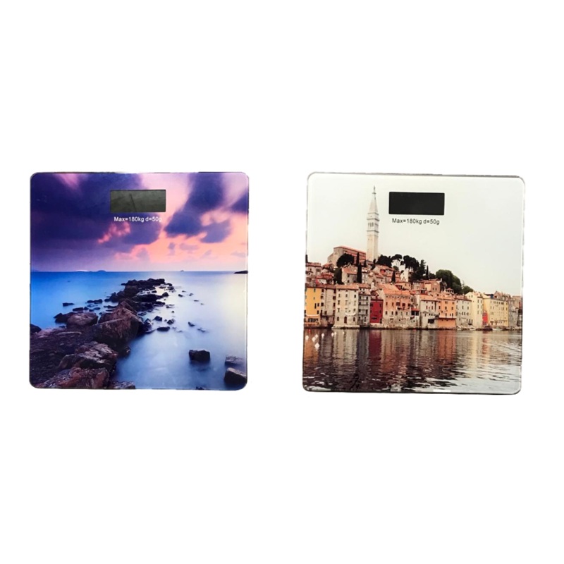 Square Digital Bathroom Weighing Scale QR130 28 x 28 cm Assorted Designs 7243 (Parcel Rate)