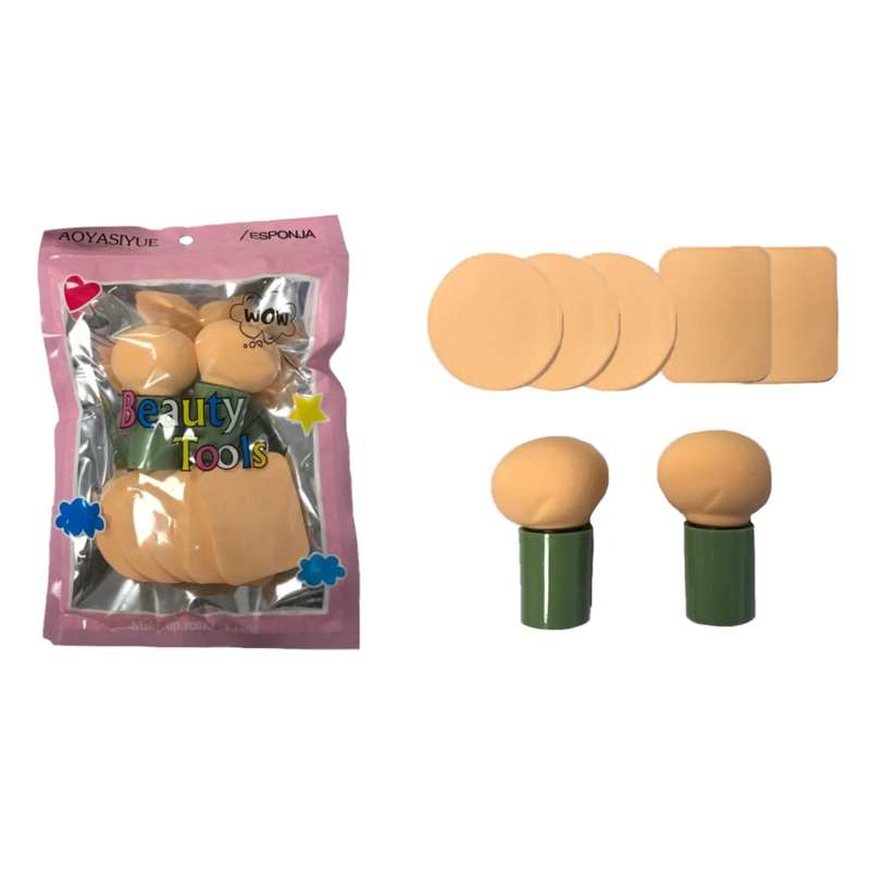 Assorted Make Up Powder Foundation Sponge Pack of 7 Assorted Colours 7313 (Parcel Rate)
