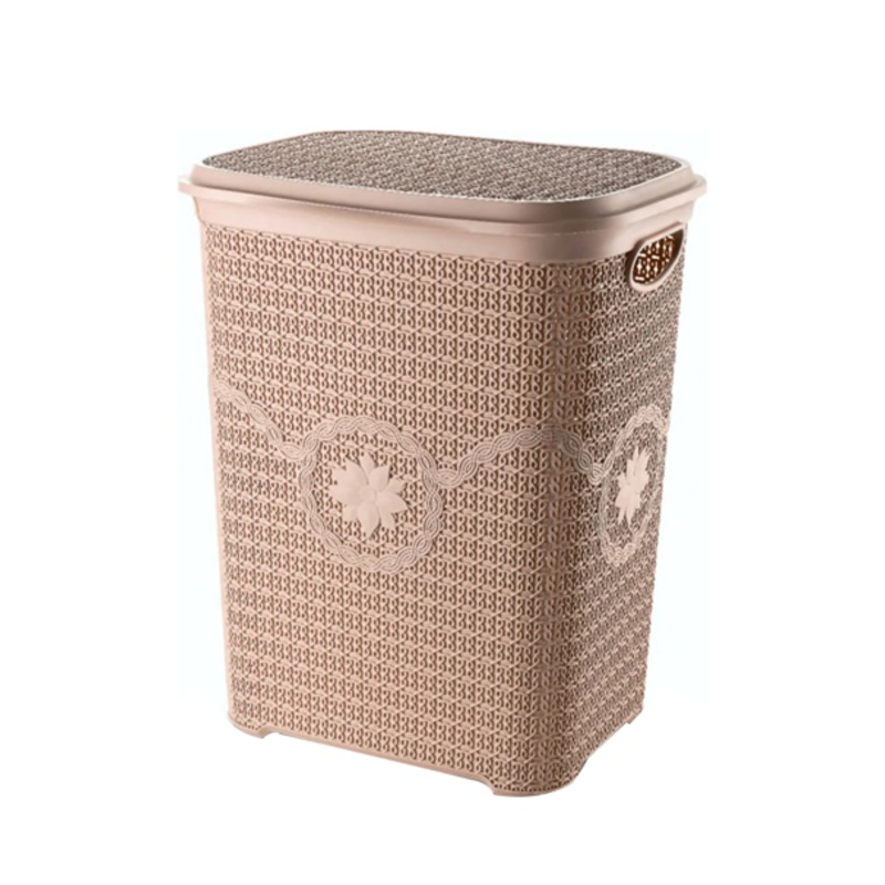 Asude Plastic Knit Laundry Basket Hamper 55L Assorted Colours 11138 / ASD040 A (Big Parcel Rate)