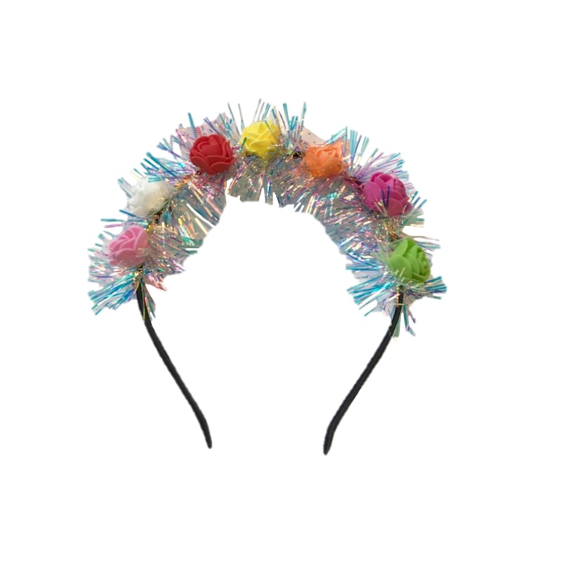 Multicoloured Plastic Flower Crown Headband with Foam Flowers 13 x 14 cm 7324 (Large Letter Rate)