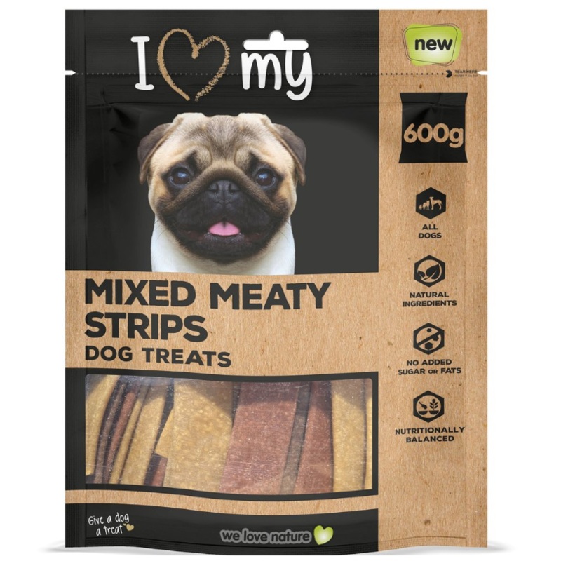 Pet Dog Treats Mixed Meaty Strips 600g Bumper Bag 74229 (Parcel Rate)