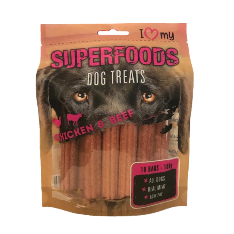 Pet Dog Treats Superfoods Chicken & Beef 100g EXPIRY DATE: 15/04/2025 77060 (Parcel Rate)