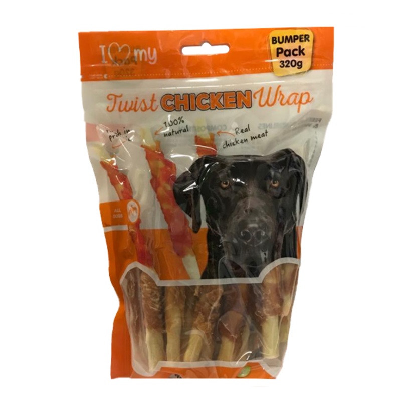 Pet Dog Treats Twist Chicken Wraps 320g 77121 (Parcel Rate)