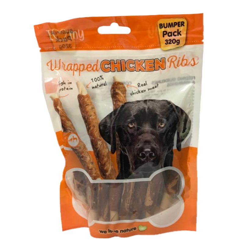 Pet Dog Treats Wrapped Chicken Ribs 320g 77169 (Parcel Rate)