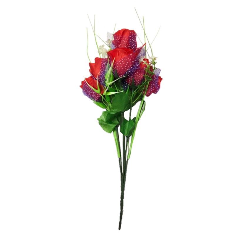 Plastic Artificial Flowers Roses 34 cm Assorted Colours 7318 (Parcel Rate)