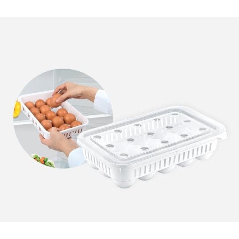 Plastic Egg Storage Container Box 15 Eggs 28 x 18 x 8 cm AK680 (Parcel Rate)