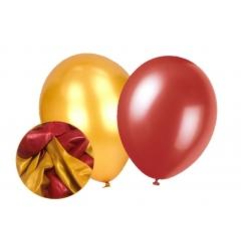 Red & Gold Metallic Balloons Party Birthday 10pk P2716 (Large Letter Rate)