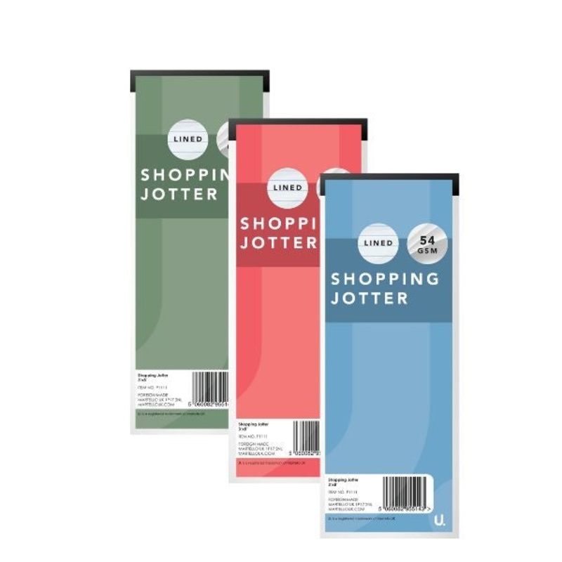 Shopping Jotter 3″ x 8″ Pack of 4 Assorted Colours P1111 (Parcel Rate)