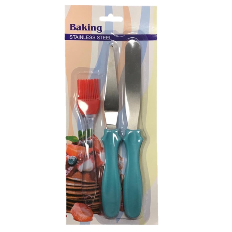 Silicone Pastry Brush and Palette Knife Spatula Set of 3 7212 (Parcel Rate)