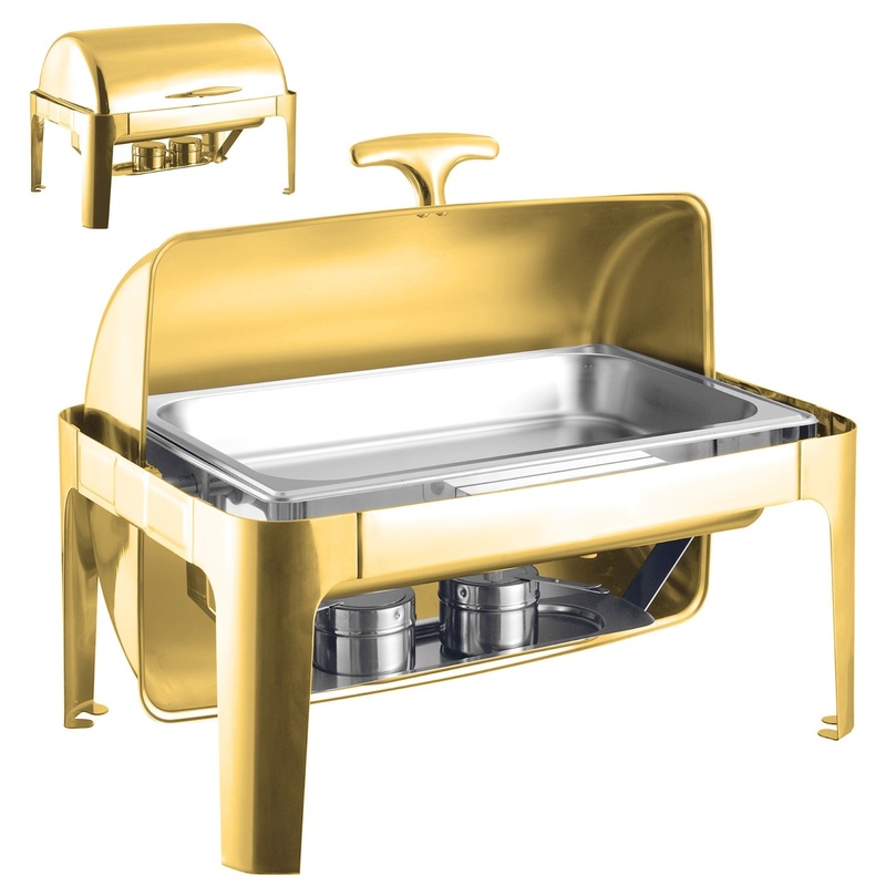 SQ Professional Banquet Chafing Dish with Roll Top Oblong Gold 9L 10856 (Big Parcel Rate)