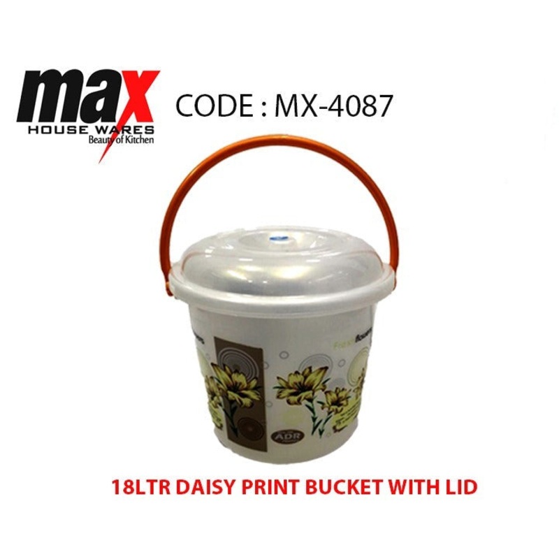 18 Litre Daisy Print Bucket With Lid Home Kitchen MX4087 A (Parcel Rate)p